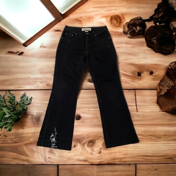 Original Threads Women’s Embroidered Jeans Size 7/8 Black - Picture 1 of 8